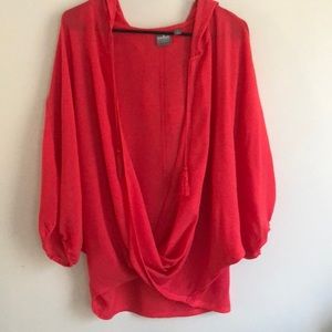 Coral Hooded Wrap Top